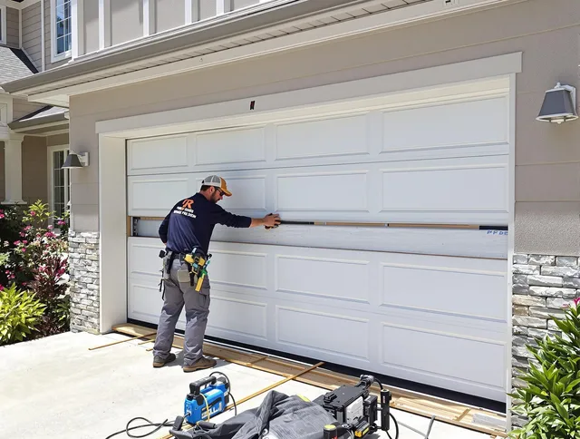 Tega Cay Garage Door Repair team performing complete garage door replacement at Tega Cay residence