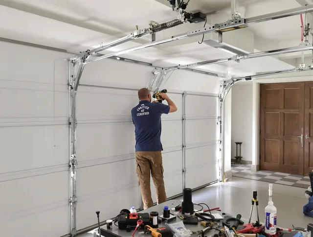 Tega Cay Garage Door Repair certified technician performing precision garage door repair in Tega Cay
