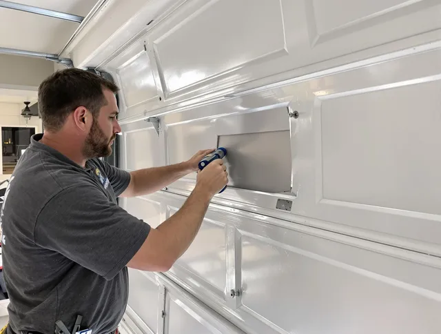 Garage door panel repair by Tega Cay Garage Door Repair in Tega Cay